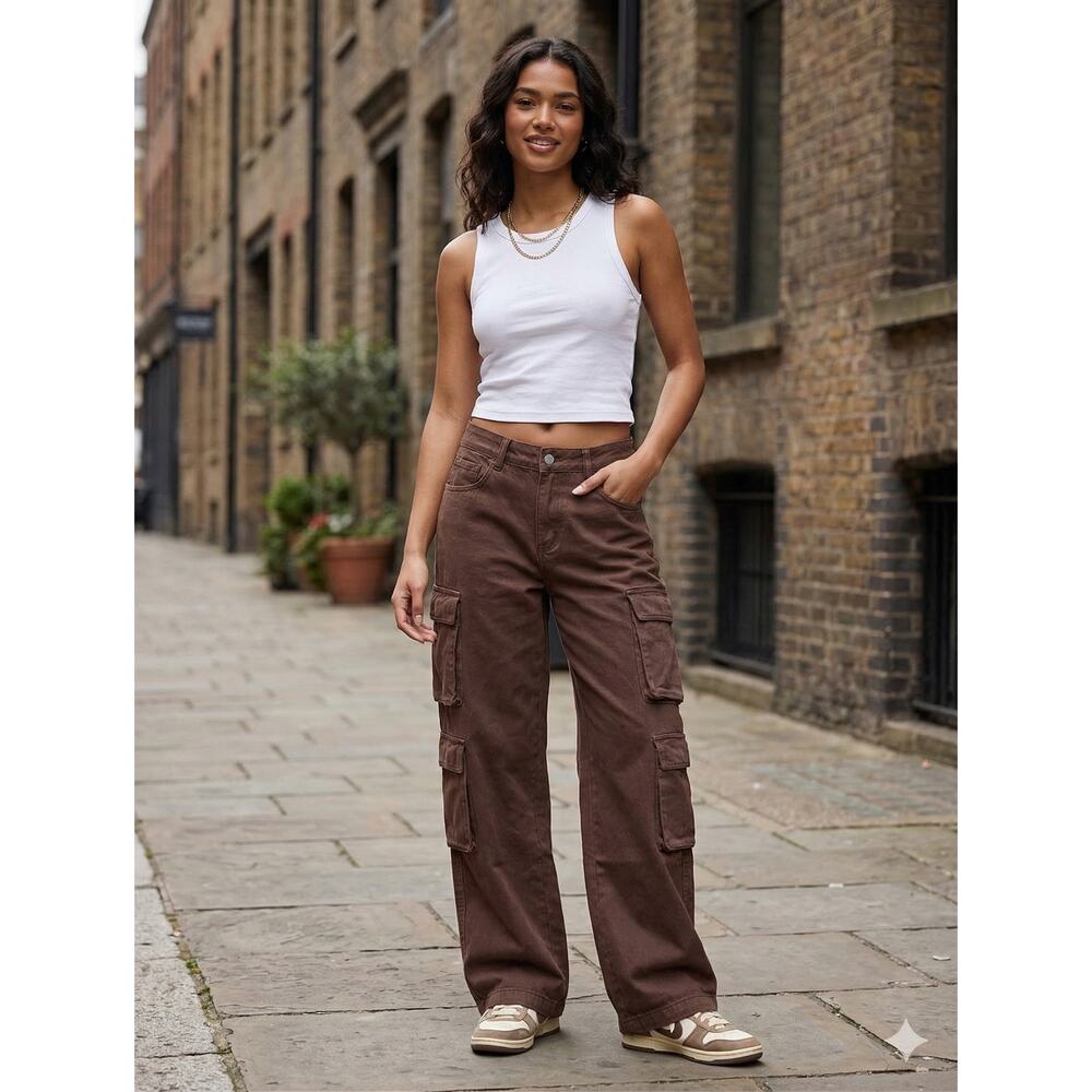 PacSun “90’s Baggy Cargo” Brown Cotton Cargo Pants – Women’s 24x30 – Y2K Style